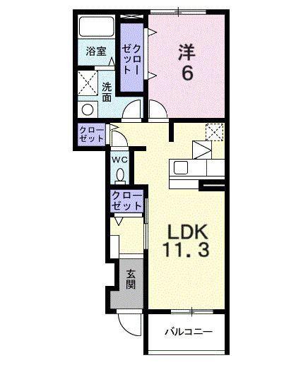 ベーシックスクエアS(1LDK/1階)の間取り写真