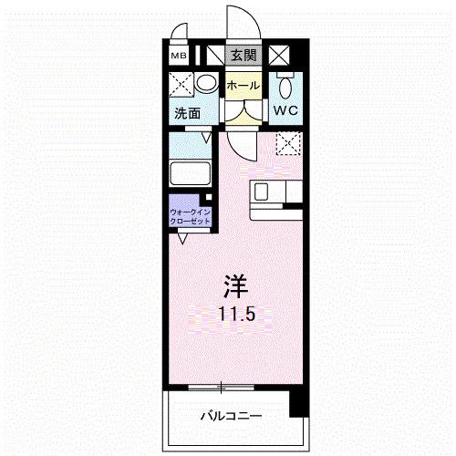 エルモソ ピソ(1K/3階)の間取り写真