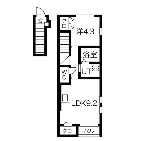 アリビオM(1LDK/2階)の間取り写真