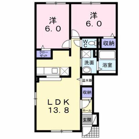 プラシード・Y(2LDK/1階)の間取り写真