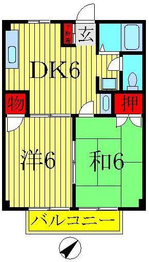 グランデーヂI(2DK/2階)の間取り写真