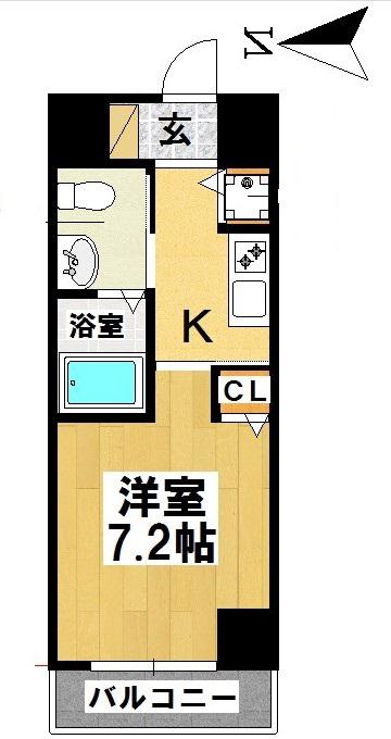 ヴァンデュール名古屋御器所(1K/5階)の間取り写真