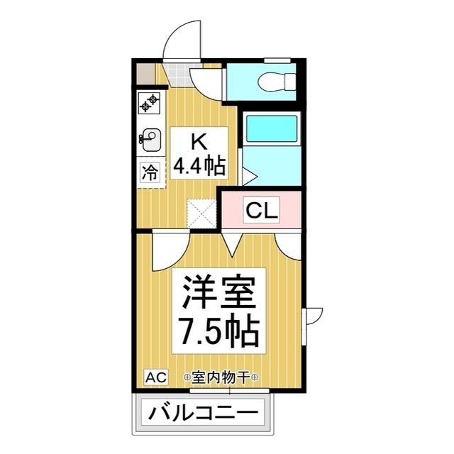 フレグランスしんH棟(1K/2階)の間取り写真