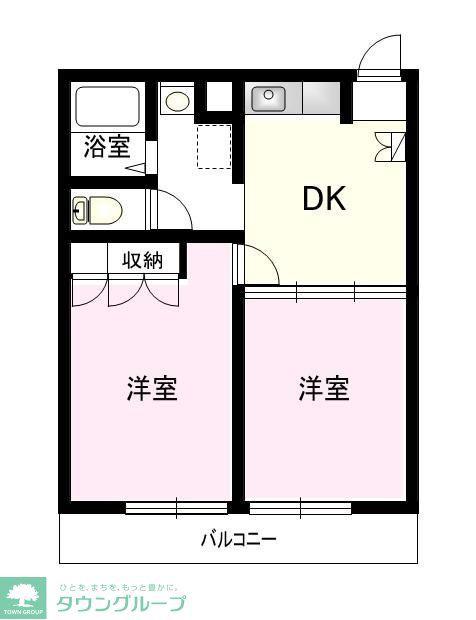 ベルフォーレB(2DK/1階)の間取り写真