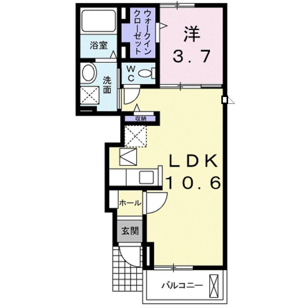 ララフラッツ(1LDK/1階)の間取り写真