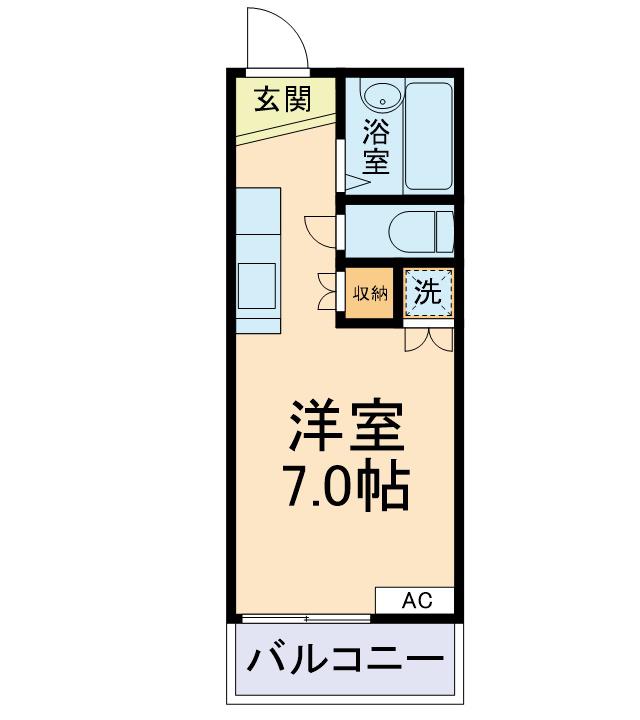 クラランス渡鹿(ワンルーム/4階)の間取り写真