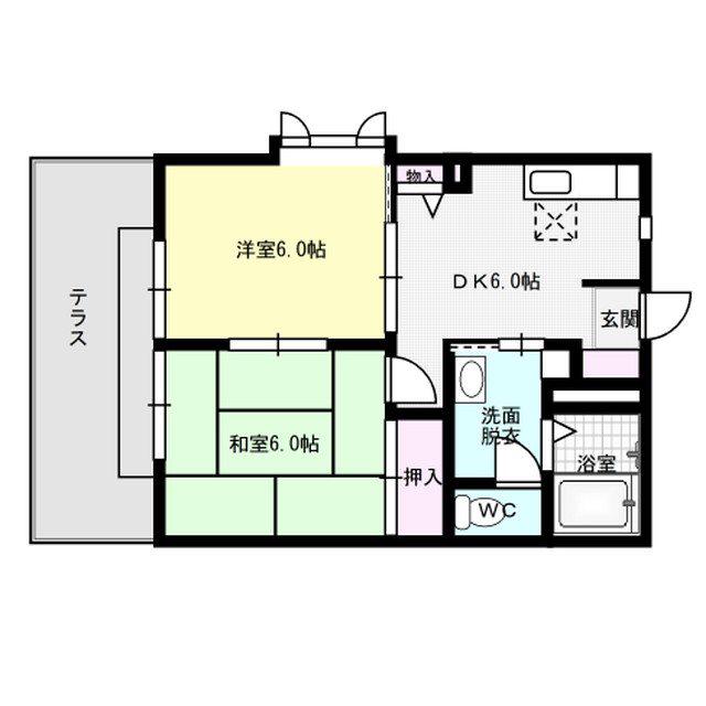 ミニヨン98(2DK/1階)の間取り写真