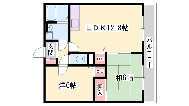 森本ハイツ(2LDK/1階)の間取り写真