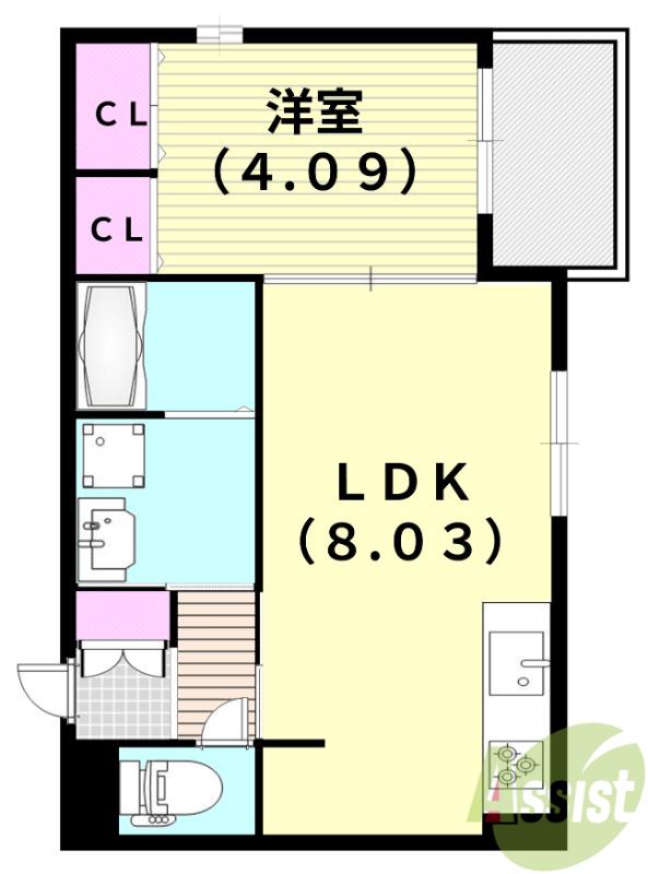 JOYFUL・HOUSE 豊中(1LDK/2階)の間取り写真