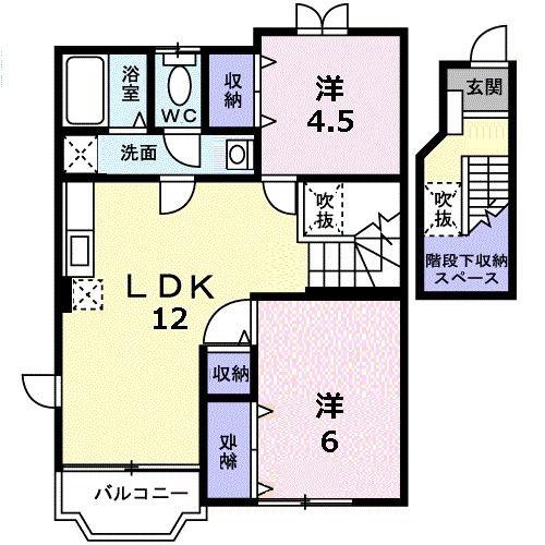 コーポラス吉野ヶ里(2LDK/2階)の間取り写真