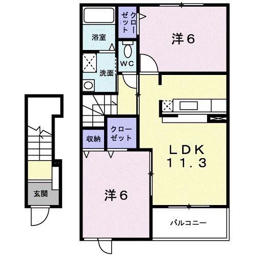ベル・コリーヌ A(2LDK/2階)の間取り写真