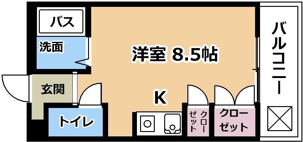 グランドハイツ柴原 C棟(ワンルーム/1階)の間取り写真