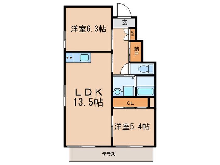 メゾン・ヴェール(2LDK/1階)の間取り写真