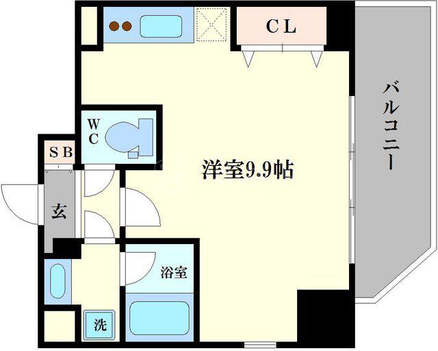 クレグラン北梅田(ワンルーム/6階)の間取り写真