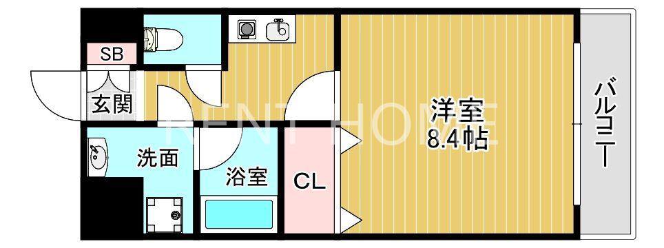 メルディアキューブやえのさと(1K/2階)の間取り写真