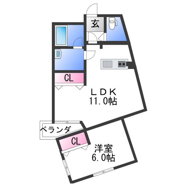 ルシェール(1LDK/4階)の間取り写真