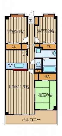 エヌアール花小金井(3LDK/3階)の間取り写真