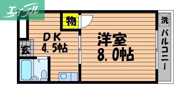 第三鶴身ビル(1DK/2階)の間取り写真