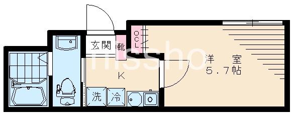 プルメリア桜台(1K/2階)の間取り写真
