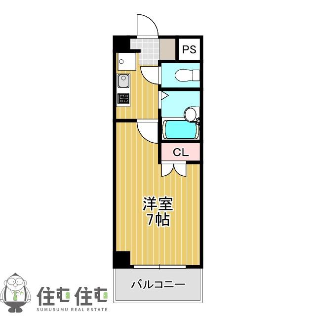 グランド月見(1K/1階)の間取り写真