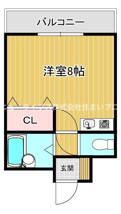 ポポハイツ(ワンルーム/2階)の間取り写真
