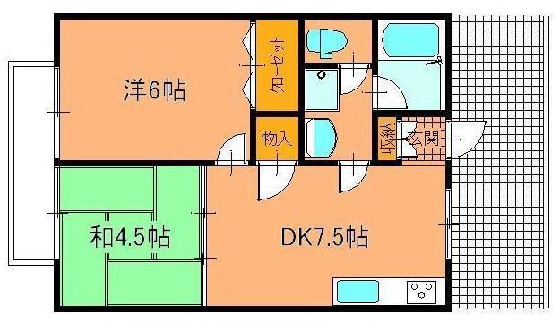 マジェスティ2000(2LDK/1階)の間取り写真