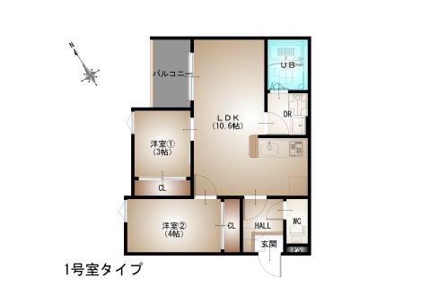 REGALEST ルピナス(2LDK/3階)の間取り写真