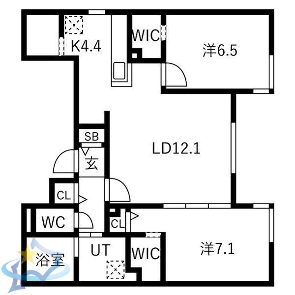 ALPHA南5条(2LDK/3階)の間取り写真