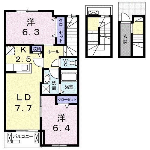 エミネンス・ヴィラ(2LDK/3階)の間取り写真