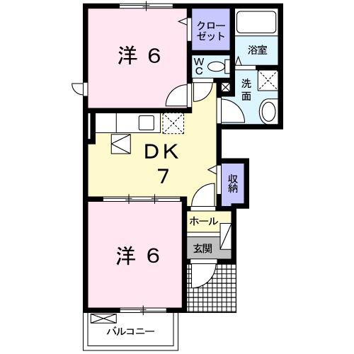 ラシュレI(2DK/1階)の間取り写真