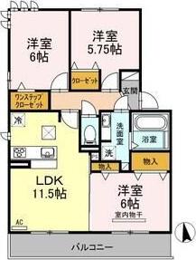 ハロウェルB棟(3LDK/1階)の間取り写真