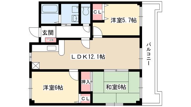 グレース社台(3LDK/2階)の間取り写真