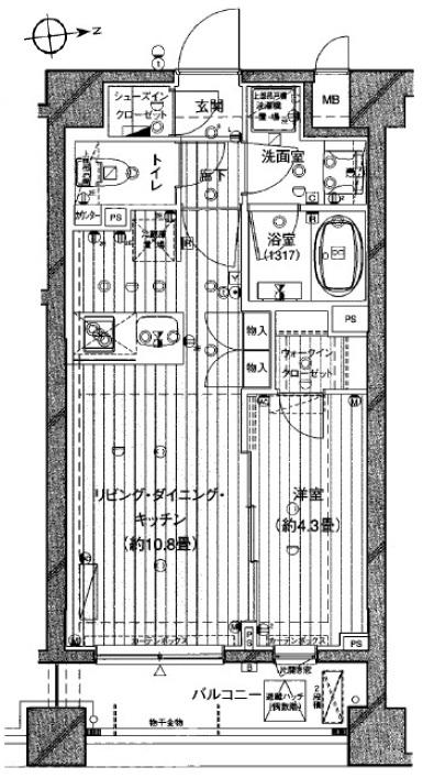 レジデンシャルステート南千住(1LDK/2階)の間取り写真