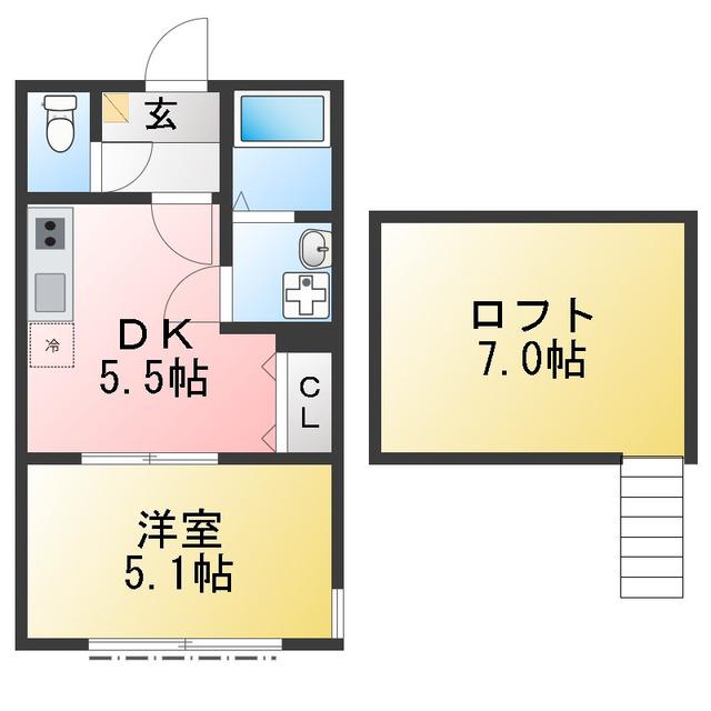 釜利谷東6丁目アパート(1DK/2階)の間取り写真