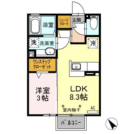 ウエリントン(1LDK/2階)の間取り写真