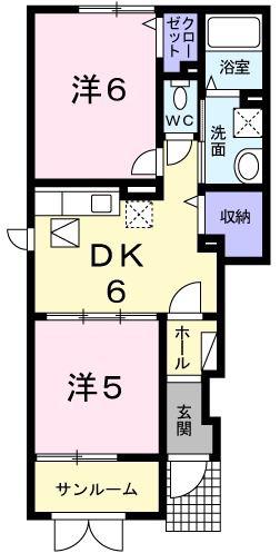 ファインアニメート(2DK/1階)の間取り写真