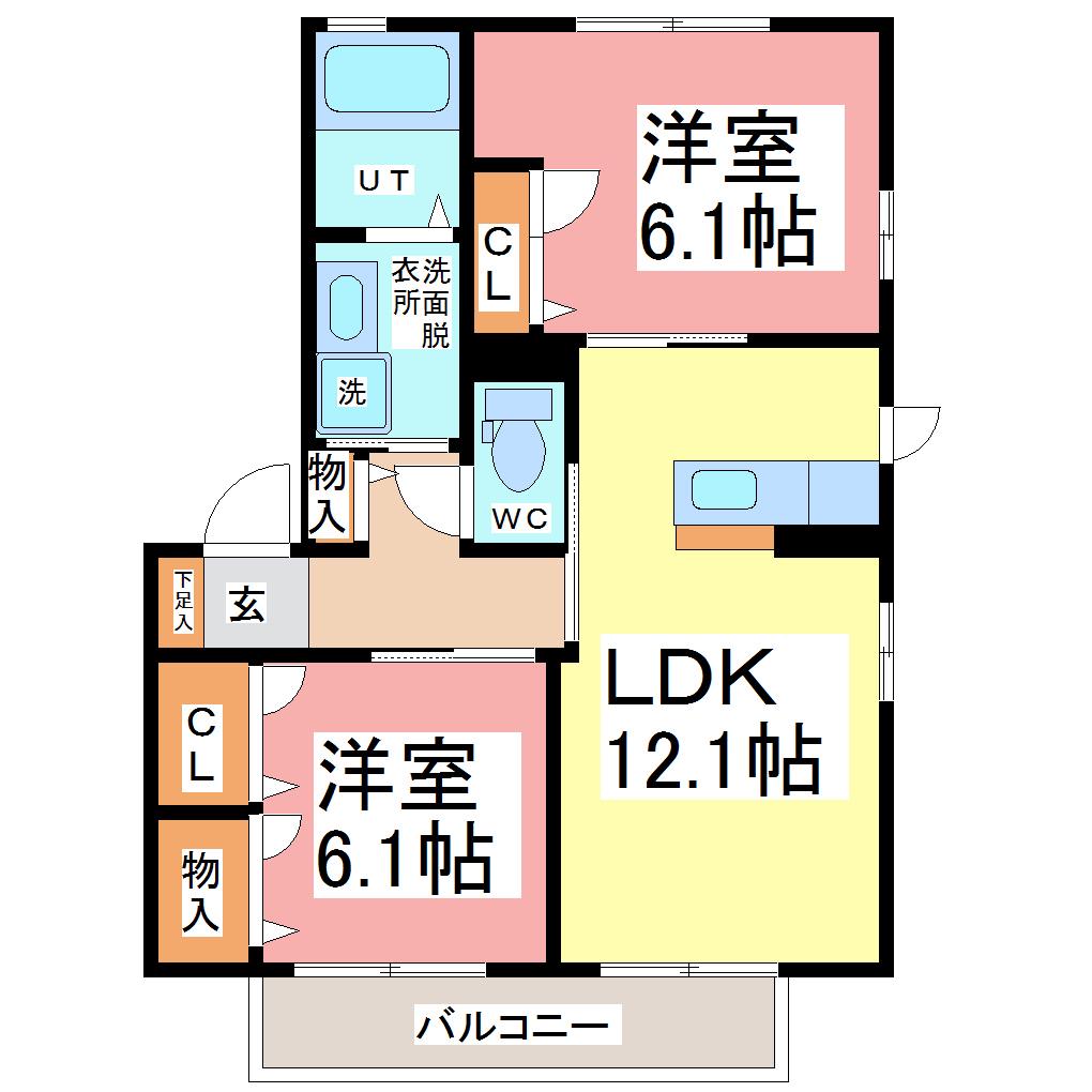 クレストタウン(2LDK/1階)の間取り写真