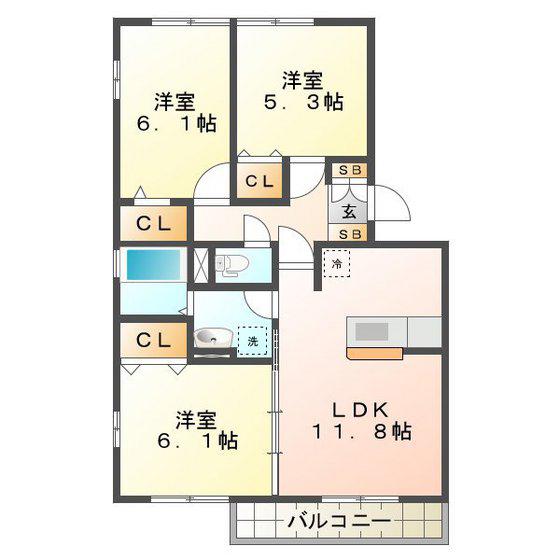 グランドマーニ A(3LDK/2階)の間取り写真