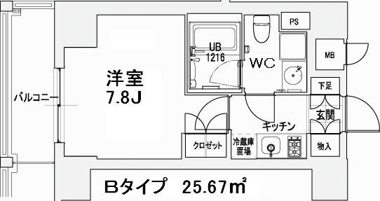 エスティメゾン王子(1K/7階)の間取り写真