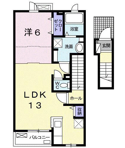 西武多摩湖線 一橋学園駅 徒歩22分 2階建 築4年(1LDK/2階)の間取り写真