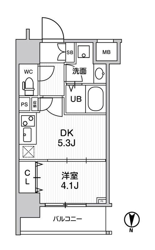 GENOVIA 南千住 SKYGARDEN(1DK/7階)の間取り写真