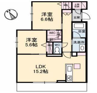 リルーエ(2LDK/1階)の間取り写真