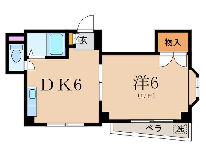 メゾン薗田(1DK/3階)の間取り写真