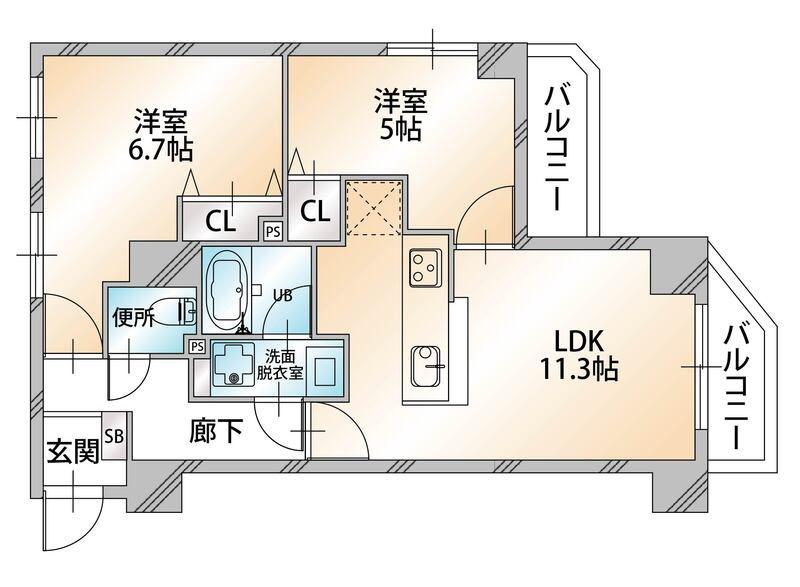 オーキッドレジデンス本駒込(2LDK/5階)の間取り写真