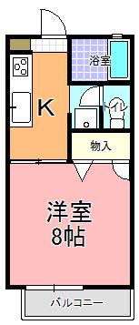 サニーヒルズDX(1K/2階)の間取り写真