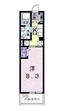 シャルモントウII(1K/2階)の間取り写真