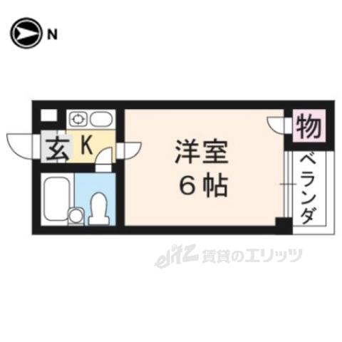ヴィレッジヒル(1K/1階)の間取り写真