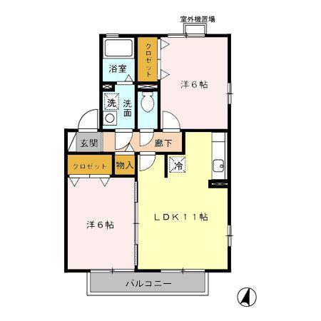 サンピュア鳴子台(2LDK/2階)の間取り写真