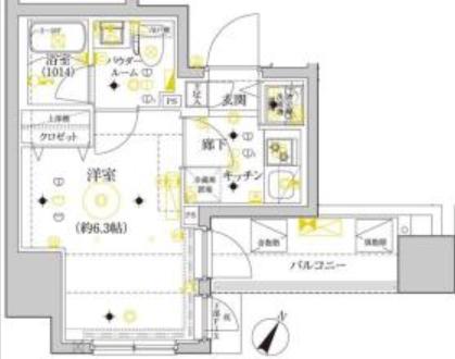 セジョリ横浜ウエスト(1K/2階)の間取り写真