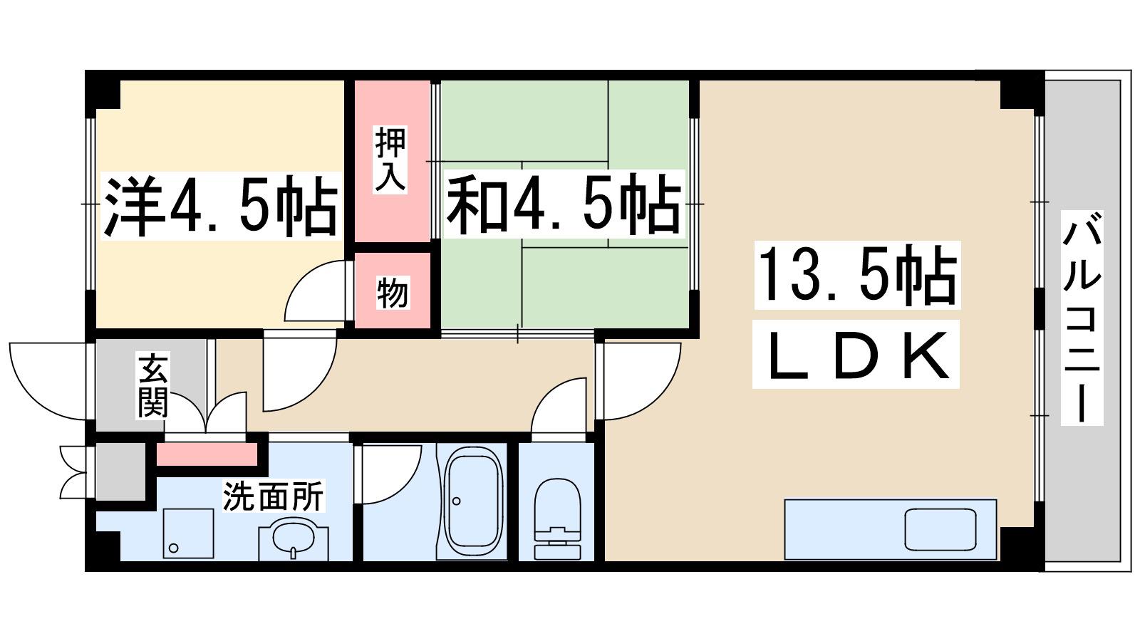 第2サンハイツ(2LDK/5階)の間取り写真